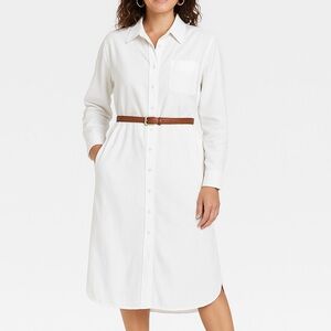 Universal Thread White Button-Up collared shirt dress size XXL like new!